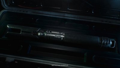 Background artwork showing a lightsaber