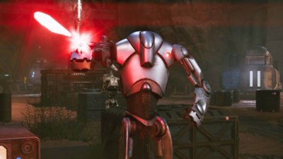 Star Wars Zero Company – kuvakaappaus, jossa supertaisteludroidi ampuu aseellaan.