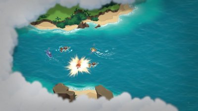 Captura de pantalla de SteamWorld Heist II que muestra un combate naval
