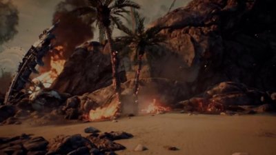 In game imagery from Stellar Blade depicting a ruined and deserted world. 