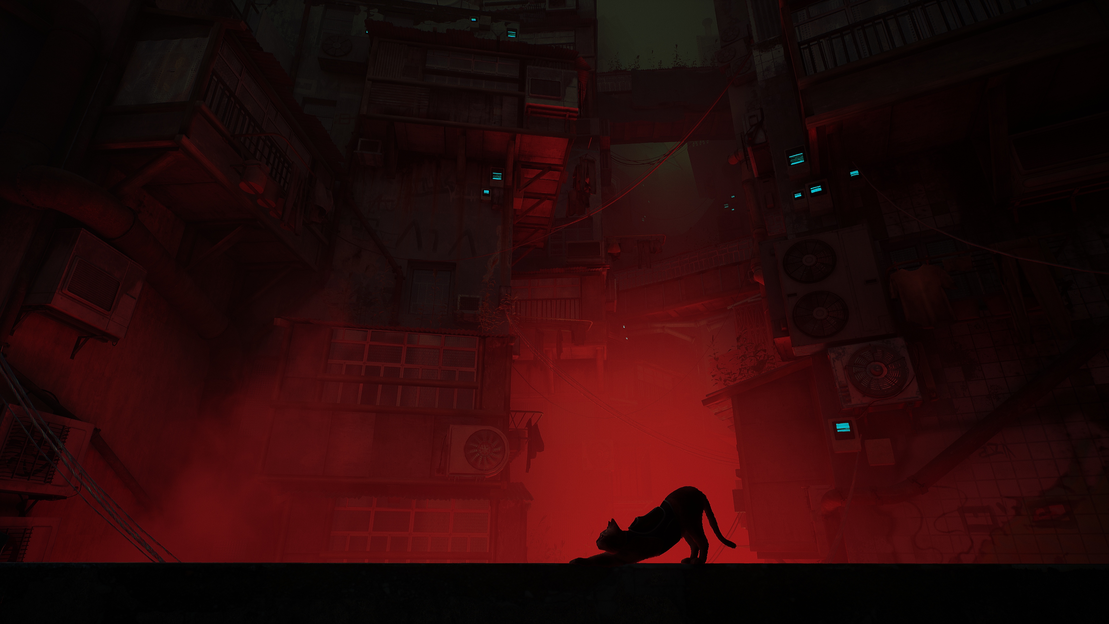لقطة شاشة للعبة Stray تعرض صورة ظلية لقط