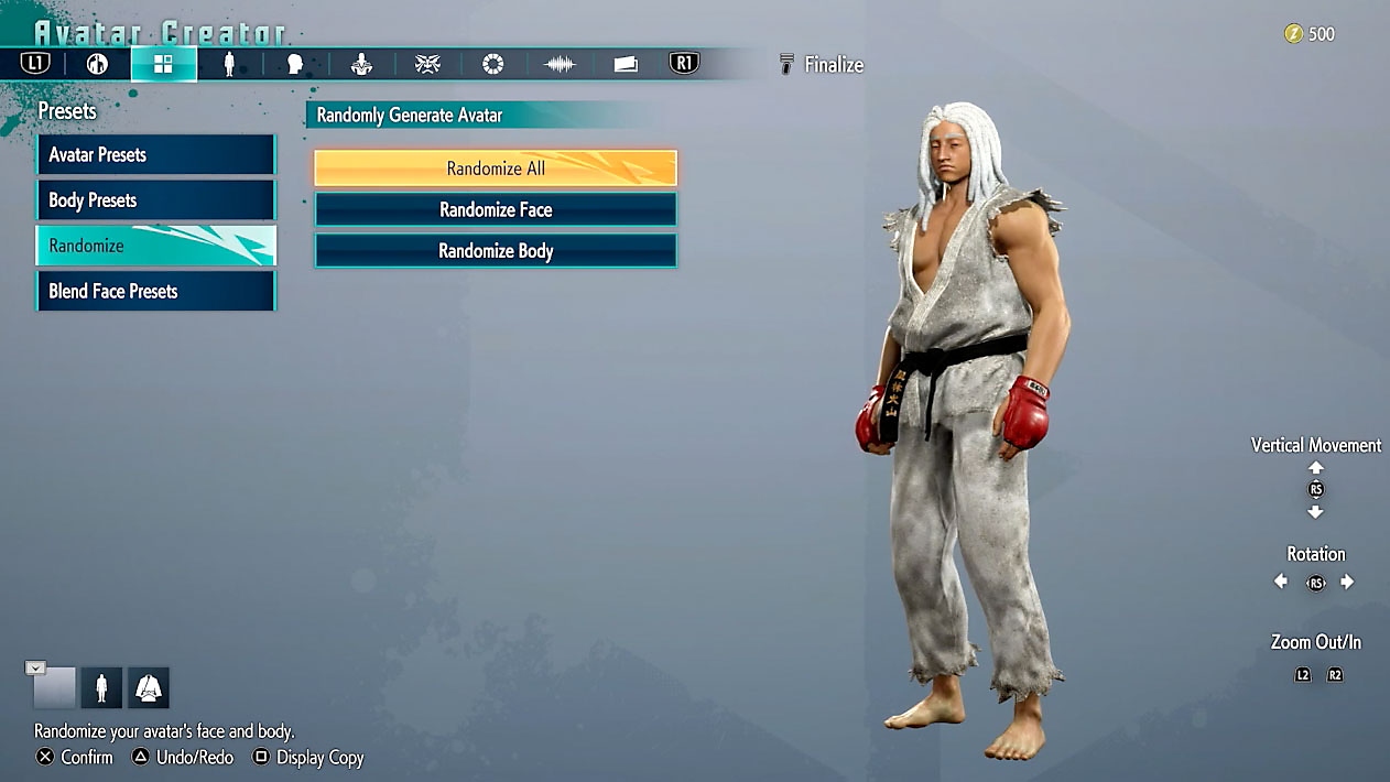 Vidéo de Street Fighter 6 montrant les options du créateur de personnage.