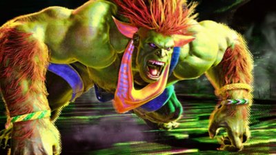 Captura de tela de Street Fighter 6 mostrando Blanka carregando um ataque