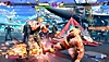  Captura de pantalla de Street Fighter 6 que muestra a dos personajes luchando en frente de un avión de combate