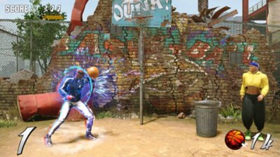 Captura de ecrã de Street Fighter 6 que mostra o minijogo Basketball Parry