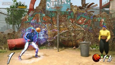 Street Fighter 6 ekran görüntüsü, Basketball Parry mini oyununu gösteriyor