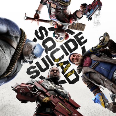 Suicide Squad: Kill the Justice League key art showing four characters looking downward in between the game's logo.
