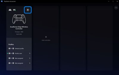 Screen showing connected DualSense Edge wireless controller.