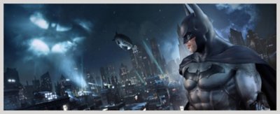 Banner com arte promocional de Batman: Arkham Asylum