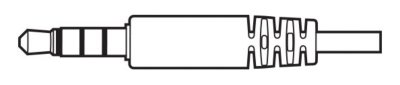 Dessin au trait d'un câble audio à quatre conducteurs. La prise jack possède trois anneaux. 