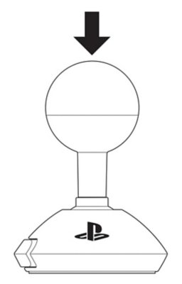 Πλευρική όψη της βάσης μοχλού ενός χειριστηρίου Access με ένα βέλος που υποδεικνύει πώς να τοποθετήσετε ένα καπάκι μοχλού.