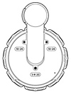 Bottom view of an Access controller showing the locations of screw holes.