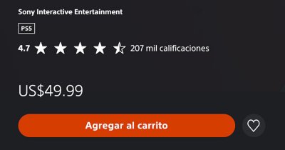 Vista de la página de detalles de un juego de la PS Store en un navegador de computadora, la cual incluye el botón Agregar al carrito.