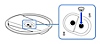 Image montrant le socle avec la partie creuse au centre vers le haut. L’illustration intégrée montre l’embout à vis étant inséré dans le trou inférieur des deux trous de vis.