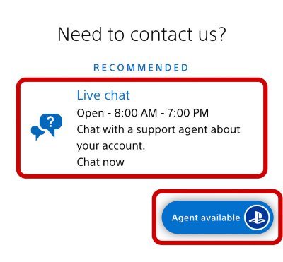 Screenshot showing the live chat option