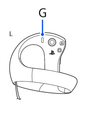 Emplacement de la touche de création sur la manette PS VR2 Sense gauche.
