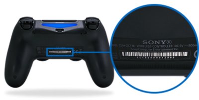 Nalezení čísla modelu a sériového čísla bezdrátového ovladače DUALSHOCK 4