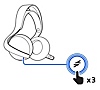 Exibição do headset. Uma legenda exibe o botão PS Link sendo pressionado três vezes.