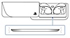Vista frontal del estuche de carga abierto con los auriculares dentro y una leyenda del indicador de estado. El indicador se muestra parpadeando.
