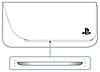 Visão frontal do estojo de carregamento fechado e um texto explicativo do indicador de status. O indicador é mostrado piscando.