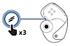 右のイヤホンの図。PS Linkボタンを3回押す指示が描かれています。