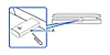 Ansicht eines USB-Adapters für ein Wireless-Headset – Gold Edition, der an eine PS4-Konsole angeschlossen ist, einschließlich einer eingefügten Ansicht mit einer Beschriftung, die mit dem Buchstaben A gekennzeichnet ist und die Position der Reset-Taste auf dem Adapter angibt, und einer auseinandergebogenen Büroklammer, die ein Objekt darstellt, das zum Drücken der Reset-Taste verwendet werden kann.