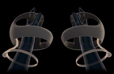 Placement des mains pour tenir les manettes PS VR2 Sense.