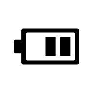 Batterijpictogram toont een batterij die halfvol is