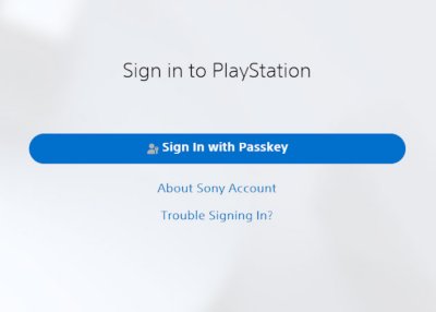 Sign-In screen showing the "Sign in with Passkey" option