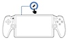 Vista frontale di PS Portal e illustrazione che mostra un tasto PS Link ingrandito.