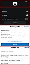 Interface de utilizador da PS App a mostrar como denunciar uma mensagem.