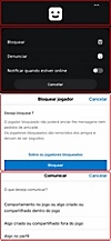 Interface do usuário do PS App mostrando como denunciar uma mensagem.