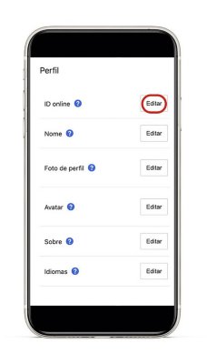 Localização do botão Editar perfil no PS App