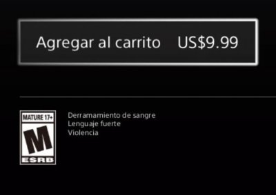 Página de detalles del juego de PlayStation Store en PS4 con el botón Agregar al carrito seleccionado.