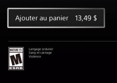 Page des détails d'un jeu du PlayStation Store sur PS4, avec le bouton Ajouter au panier sélectionné.