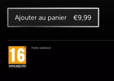 Page des détails d'un jeu du PlayStation Store sur PS4, avec le bouton Ajouter au panier sélectionné.