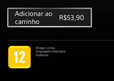 Página de detalhes do jogo da PlayStation Store no PS4 com o botão Adicionar ao carrinho selecionado.