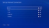 PS4 console set up internet connection screen