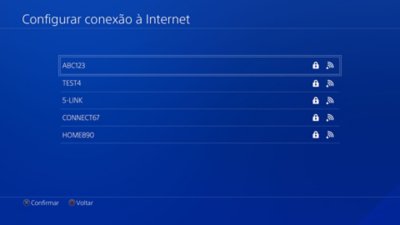 Tela de configuração da conexão com a Internet do console PS4
