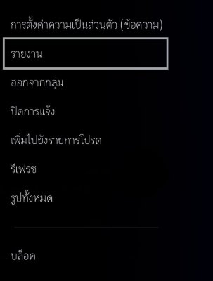 หน้าจอแลกเปลี่ยนข้อความของ PS4 ที่ไฮไลต์ตัวเลือกรายงาน