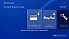 Cüzdandaki Mevcut Para bölümünün sağ üstte gösterildiği, PS4 Para Ekle ekranı.