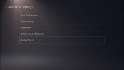 PS5 console user interface showing where to find blocked players.