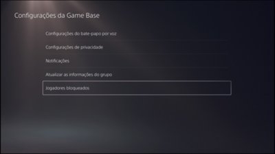 Interface do usuário do console PS5 mostrando onde encontrar jogadores bloqueados.
