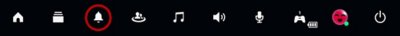 PS5 control center screen with notification 