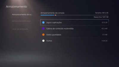 Ecrã da consola PS5 com Jogos e aplicações realçados no menu do lado direito.