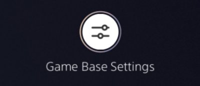 Tlačítko Nastavení Game Base konzole PS5.