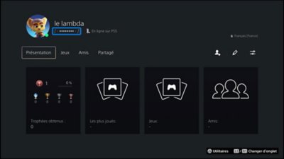 Emplacement de l'ID en ligne dans le profil de la console PS5