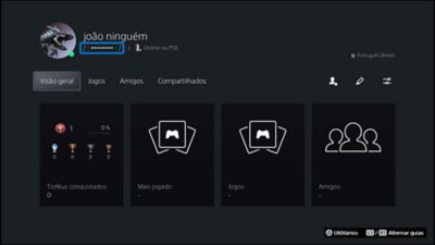 Localização da ID online no perfil do console PS5