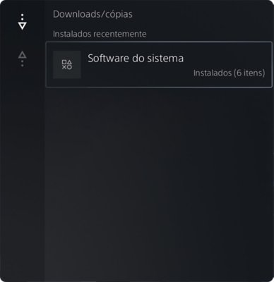 Tela Downloads/Cópias do PS5 com uma versão do software do sistema instalada recentemente realçada.