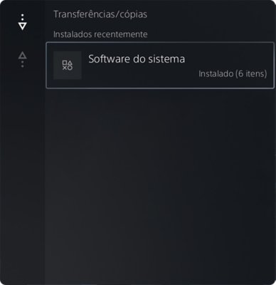 Ecrã "Transferências/cópias da PS5" com uma versão recentemente instalada do software do sistema destacada.